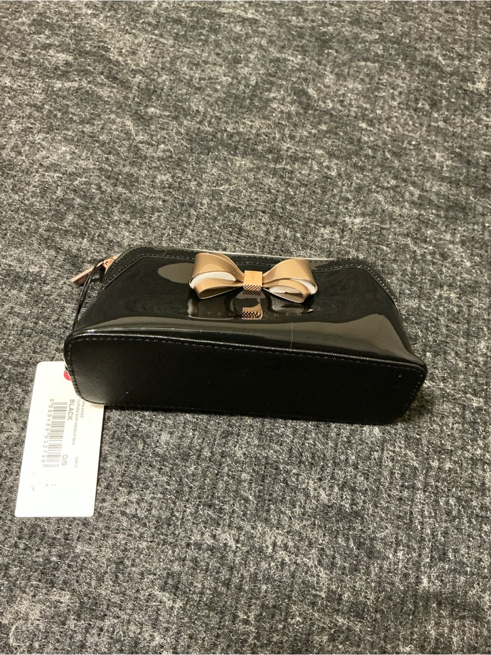 Ted Baker Black Patent Cosmetic Pouch with Gold Bow - Picture 3 of 6